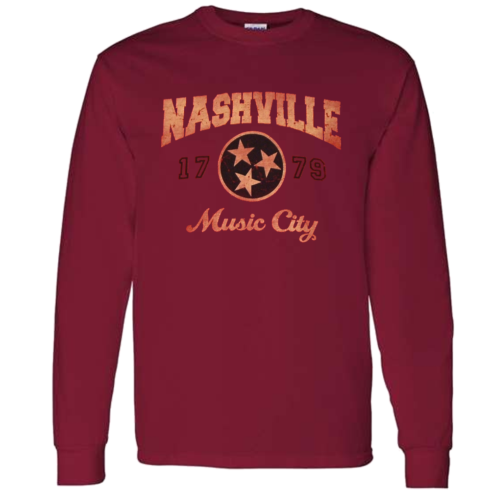 Nashville Long Sleeve Cardinal Red Tee