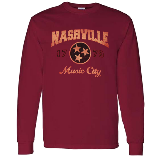 Nashville Long Sleeve Cardinal Red Tee