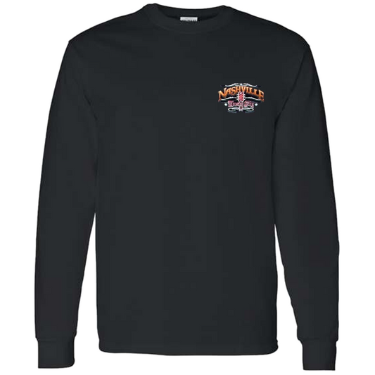Nashville Long Sleeve Black Tee- Front Left Chest